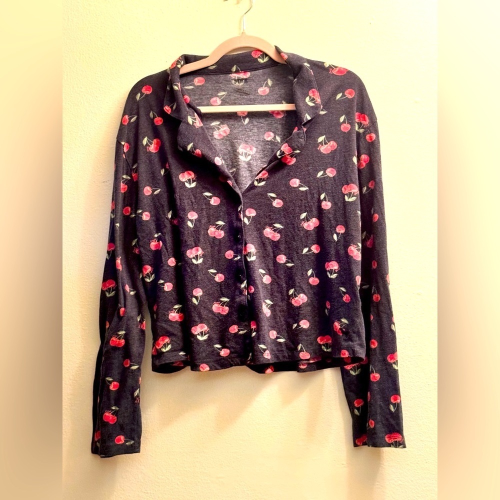Victorias Secret cherry long sleeve pajama top,size large